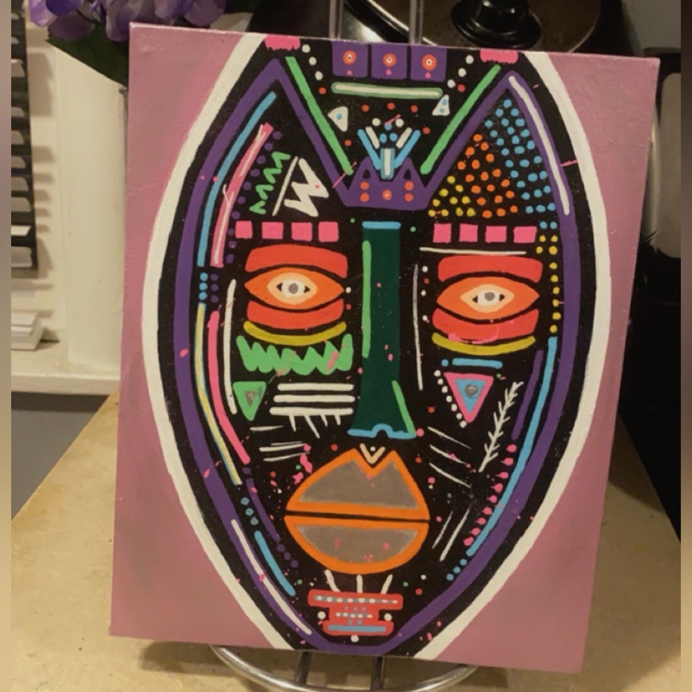 Abstract Tribal Mask Canvas Art